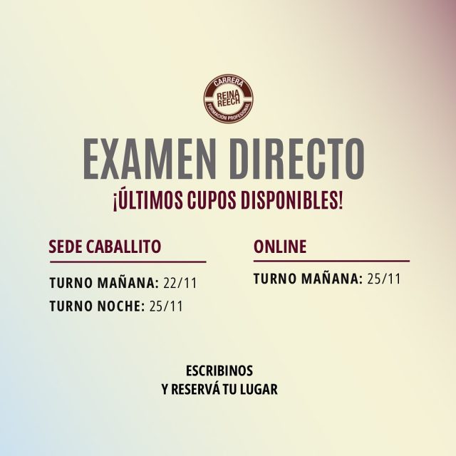 ¡Últimos días para inscribirse al examen de ingreso 💃🏻! 

Si soñas con formarte como Bailarín Profesional o Intérprete en Danza ¡esta es tu oportunidad! 

🗓️Fechas del examen:
- Presencial - turno mañana  sede Caballito: 22/11
- ⁠Presencial - turno noche sede Caballito: 25/11
- ⁠Online - turno mañana: 25/11
 
🚨 ÚLTIMAS VACANTES 🚨

¿Qué estás esperando para sumarte? 

PEDINOS INFO 🙌🏼