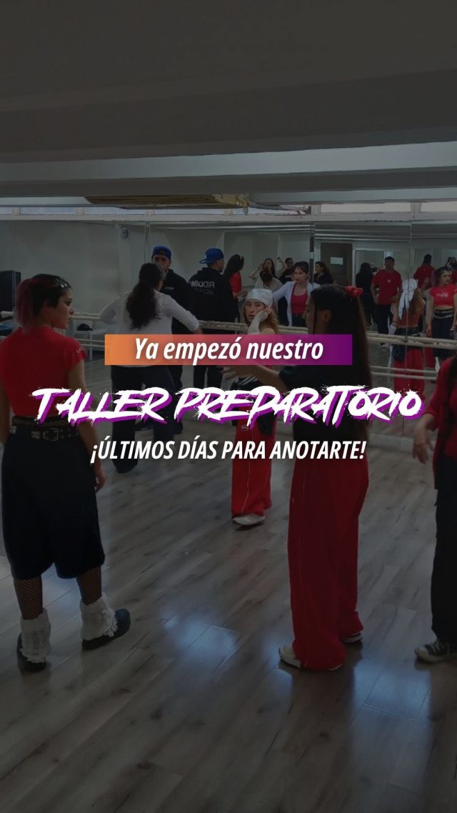 Empezó nuestro Taller Preparatorio 🔥

¡Y vos todavía podés ser parte!

📌 Dos clases por día: ✨ Coreografía ✨ Técnica (Hip Hop, Dancehall, Afro Moderno, House, Popping, Locking, Freestyle)
📅 Octubre / Noviembre – 2 veces por semana
 Últimos cupos disponibles ‼️

No cuelgues y pedinos info 📱